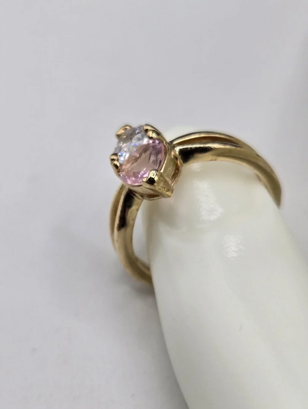 Swarovski Crystal Elements Gold Double Heart Ring Pink Size 7 Statement Bridal